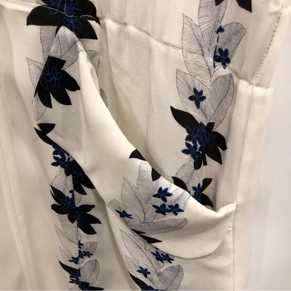 A.L.C. White with blue flowers silk sleeveless dress. Size 0. - Picture 6 of 12